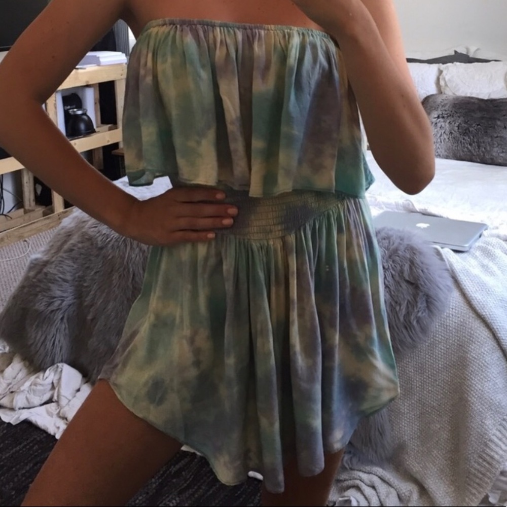 SURF GYPSY smocked & ruffled mini dress